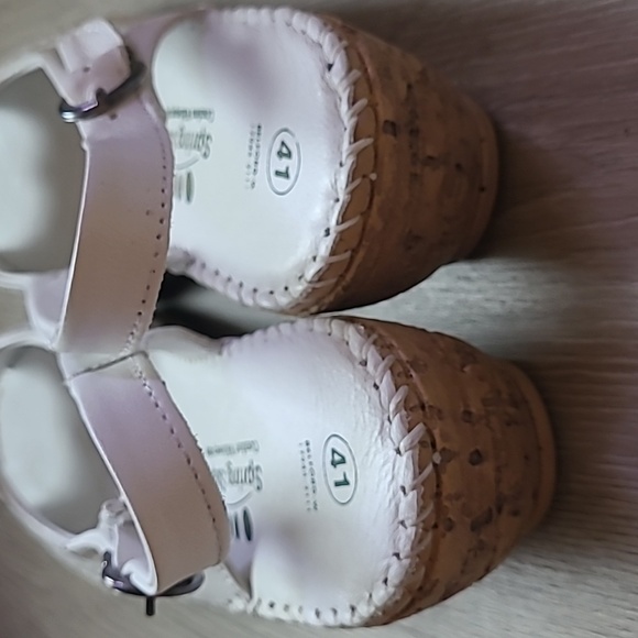 Spring Step Leather Peep-toe Wedge Sandals Belford White Size 9.5 or 10 - Picture 9 of 12